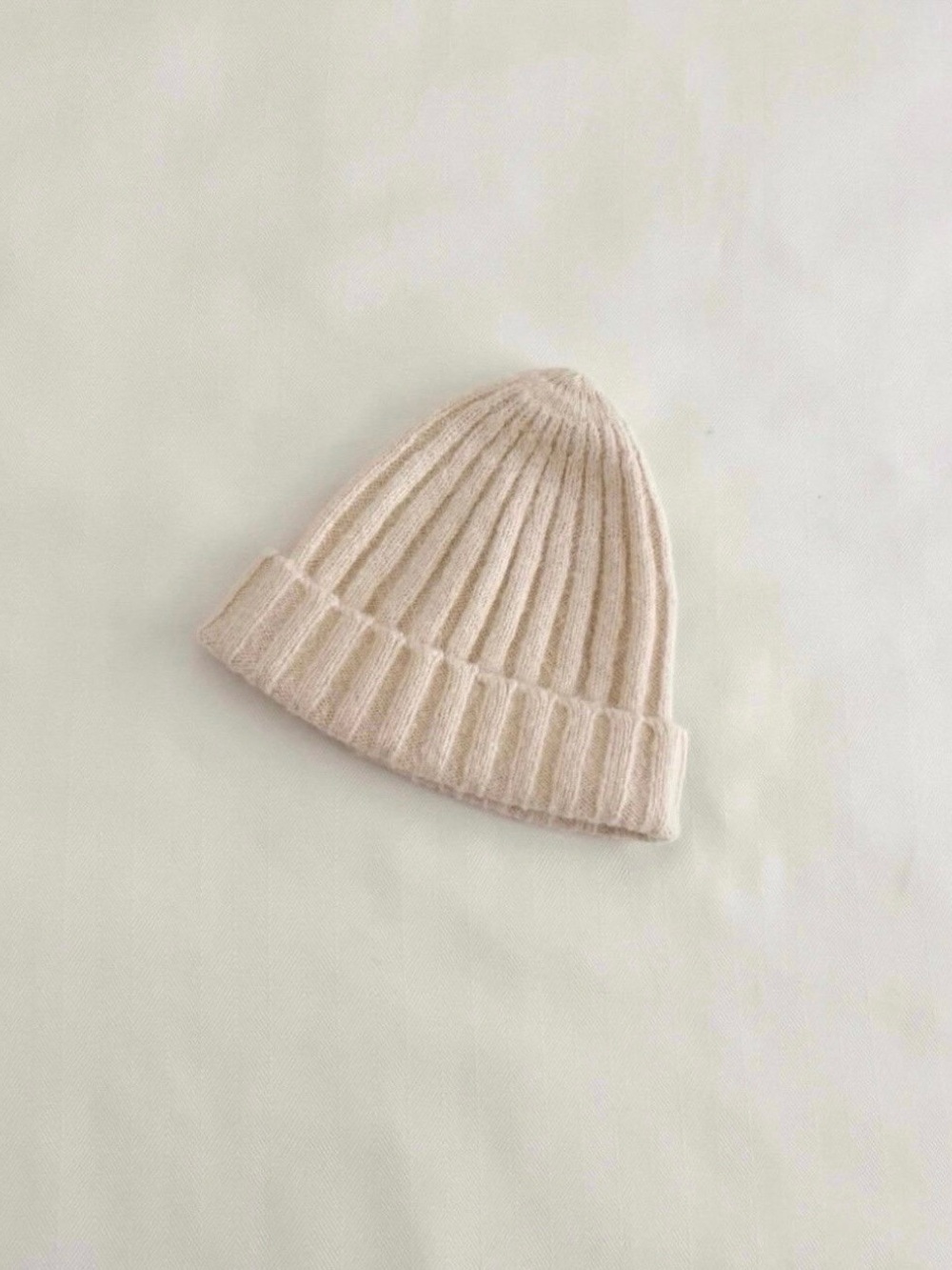Rylee + Cru Ribbed Knit Beanie in Soft Beige